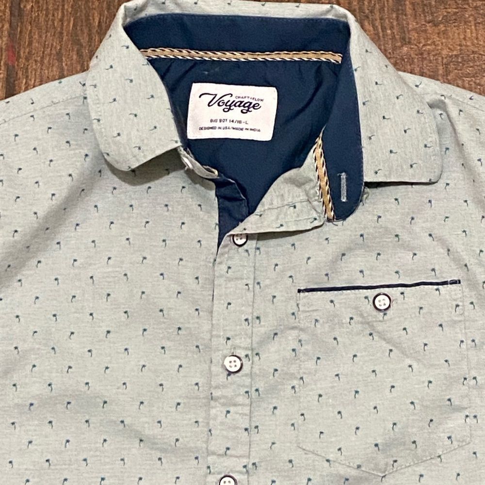Craft-Flow Voyage Boys Sky Blue Patterned Casual Shirt Size 14/16-L